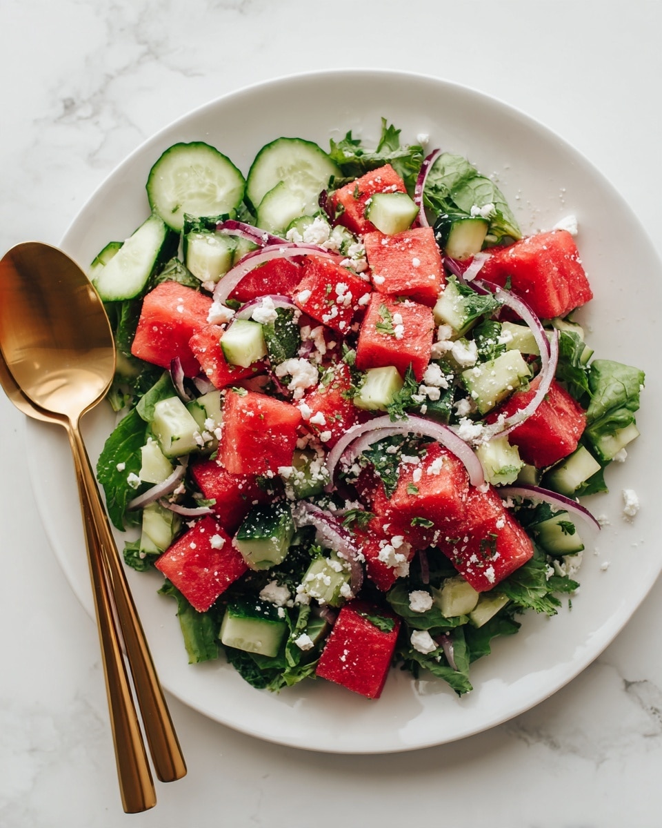 Watermelon Basil Salad with Feta and Lime Recipe