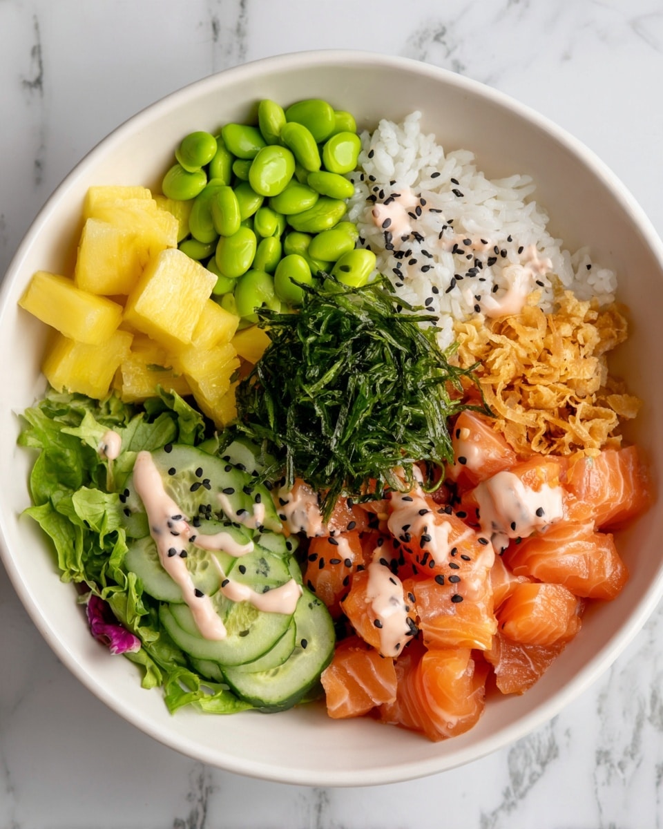 Homemade Ahi Tuna Poke Bowl with Fresh Vegetables and Spicy Mayo Recipe