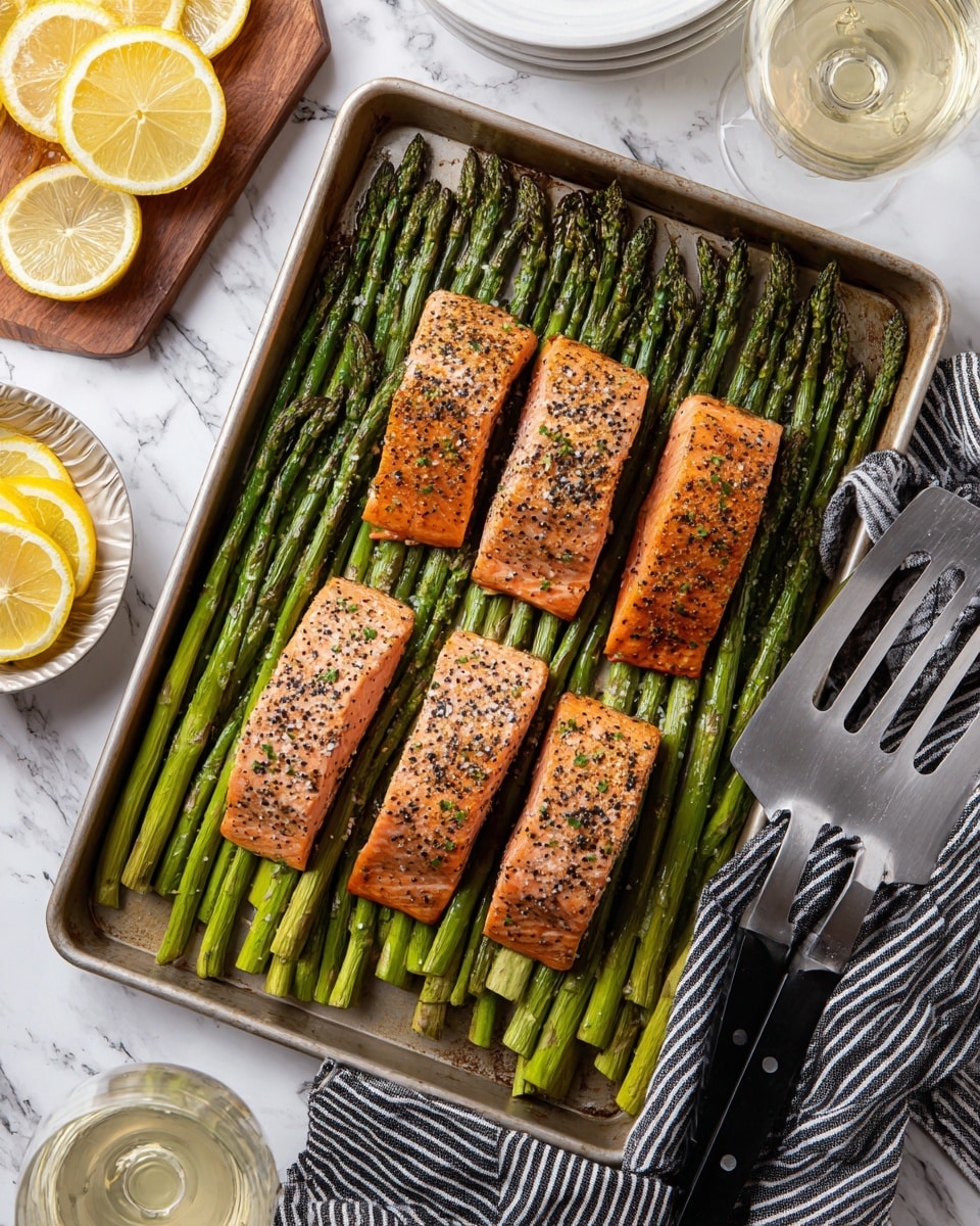 Sheet Pan Salmon and Asparagus with Lemon and Herbs Recipe