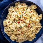 Parmesan Roasted Red Pepper Chicken Bowties in Garlic Cream Recipe