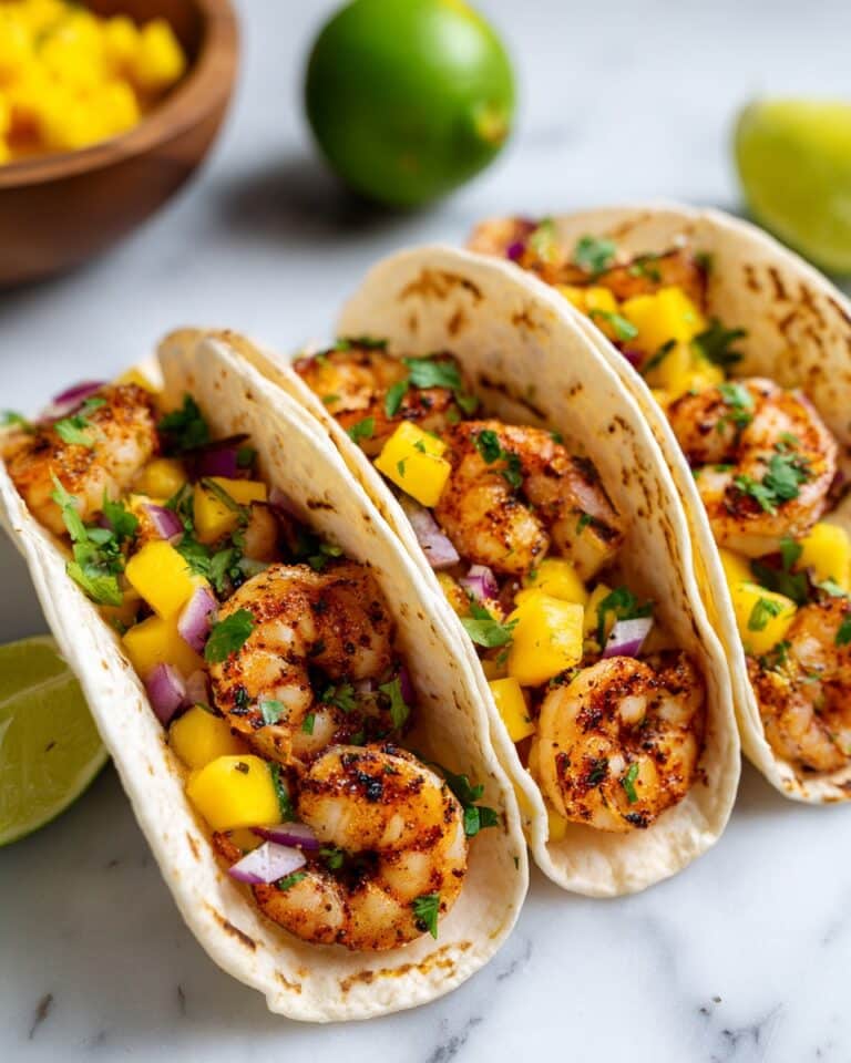 Grilled Shrimp Tacos with Lime Crema and Cabbage Slaw Recipe