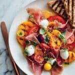 Grilled Peach Salad with Goat Cheese, Nuts, and Balsamic Vinaigrette Recipe