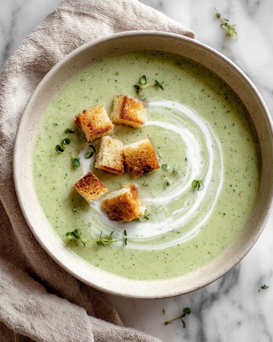 Bright and Creamy Fresh Pea Soup with Mint Recipe